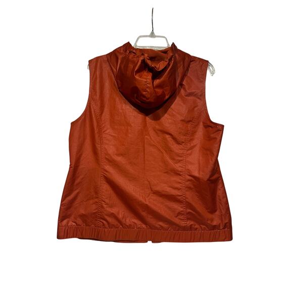 Chico's Zenergy Vest Womens Size 2 Orange Hooded Full Zip Pockets Windbreaker - Picture 3 of 6